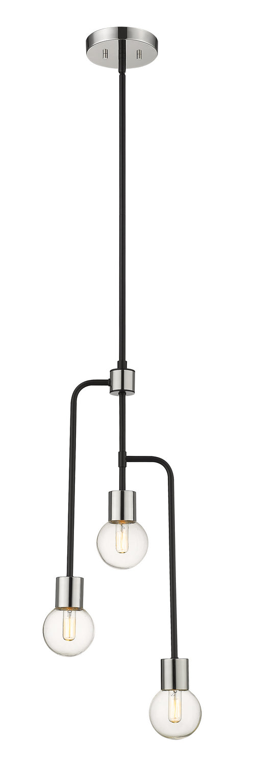 Z-Lite 621-3MB-PN Three Light Chandelier, Matte Black + Polished Nickel