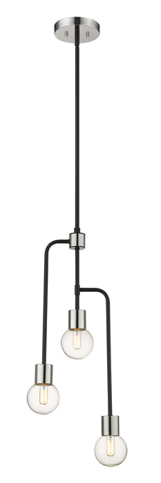 Z-Lite 621-3MB-PN Three Light Chandelier, Matte Black + Polished Nickel