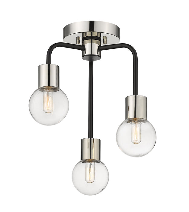 Z-Lite 621-3SF-MB-PN Three Light Semi Flush Mount, Matte Black + Polished Nickel