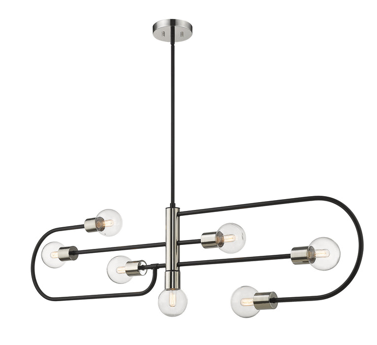 Z-Lite 621-7L-MB-PN Seven Light Linear Chandelier, Matte Black / Polished Nickel