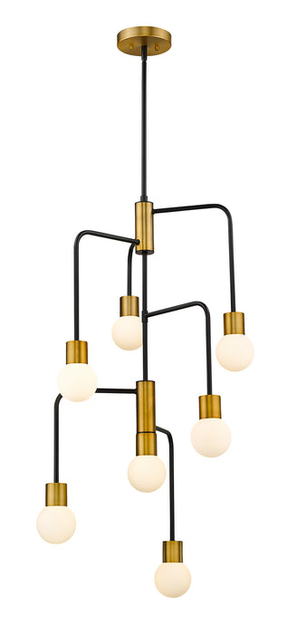 Z-Lite 621-7MB-FB Seven Light Chandelier, Matte Black + Foundry Brass