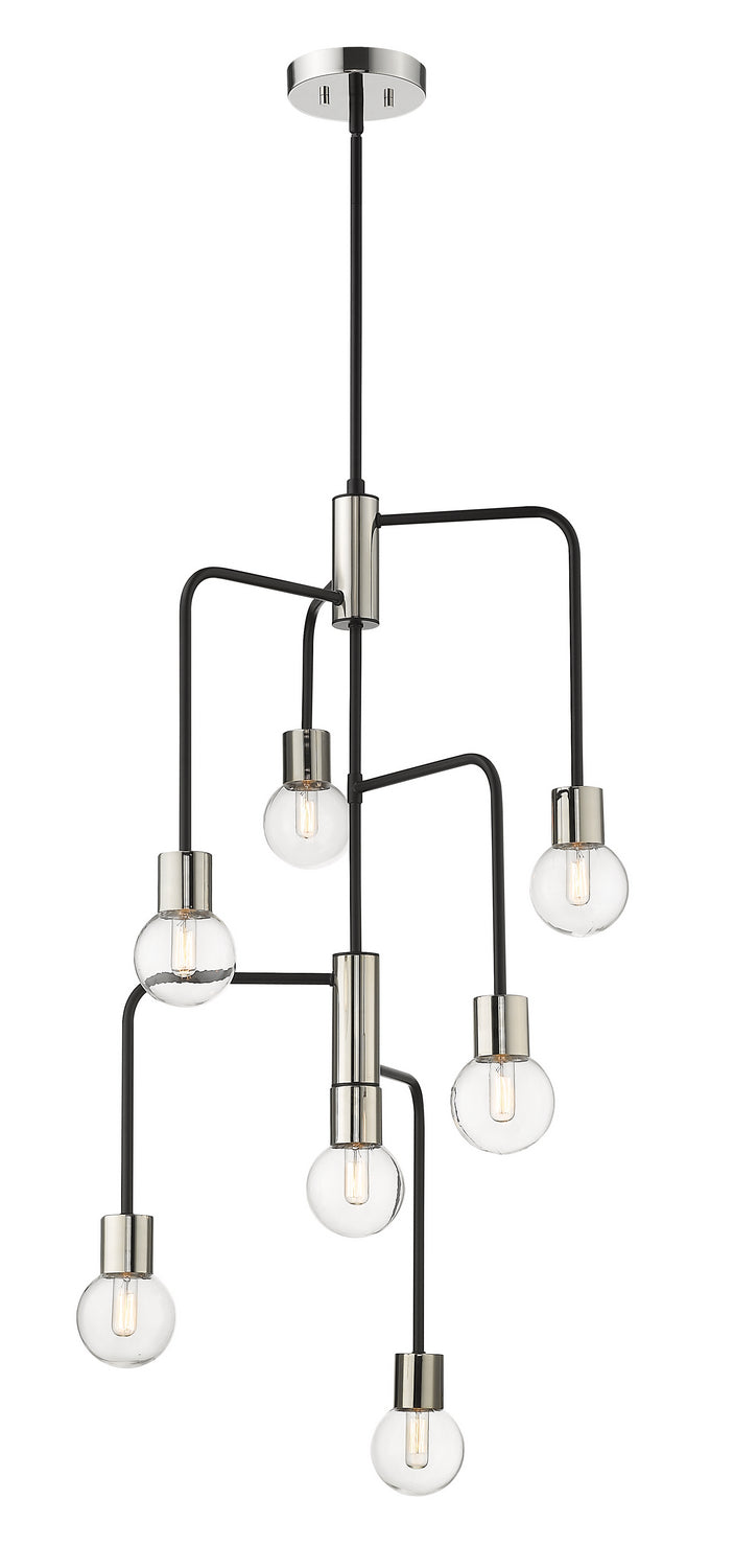 Z-Lite 621-7MB-PN Seven Light Chandelier, Matte Black + Polished Nickel