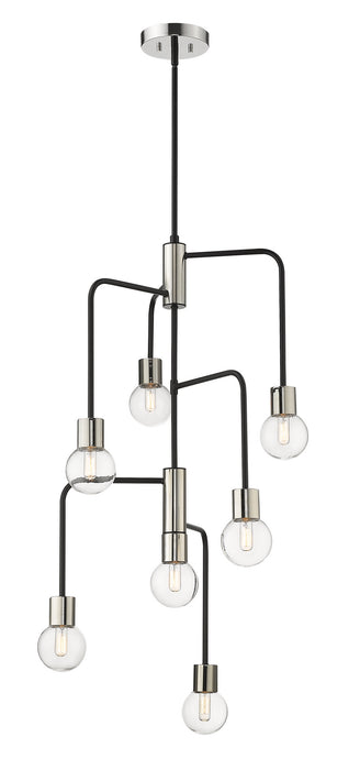 Z-Lite 621-7MB-PN Seven Light Chandelier, Matte Black + Polished Nickel
