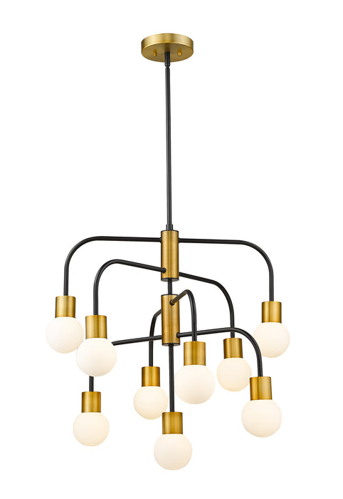 Z-Lite 621-9MB-FB Nine Light Chandelier, Matte Black + Foundry Brass