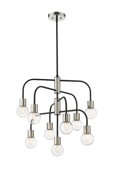Z-Lite 621-9MB-PN Nine Light Chandelier, Matte Black + Polished Nickel