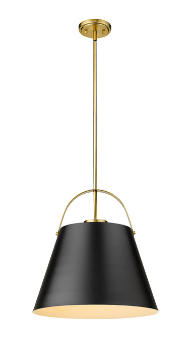 Z-Lite 726P18-MB+HBR One Light Pendant, Matte Black + Heritage Brass