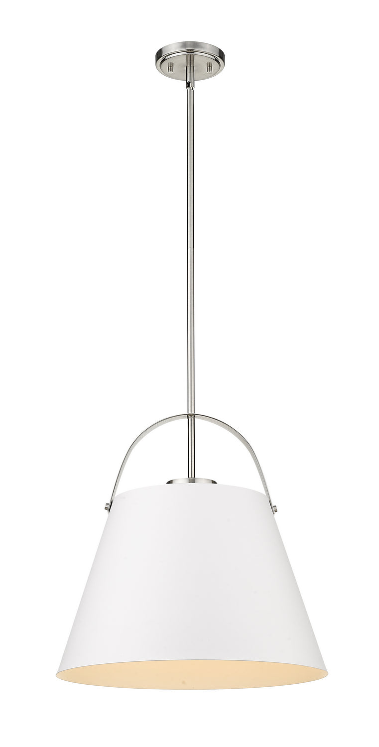 Z-Lite 726P18-MW+BN One Light Pendant, Matte White + Brushed Nickel