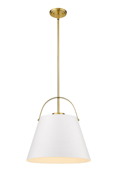 Z-Lite 726P18-MW+HBR One Light Pendant, Matte White + Heritage Brass