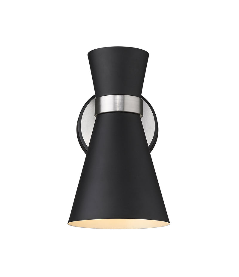 Z-Lite 728-1S-MB-BN One Light Wall Sconce, Matte Black + Brushed Nickel