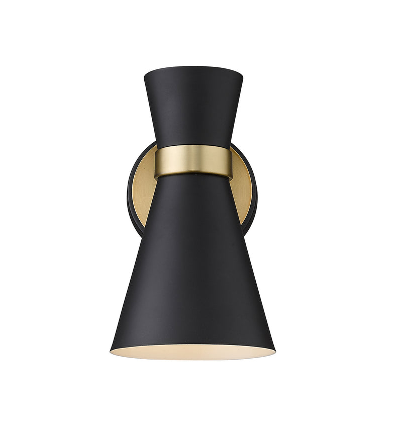 Z-Lite 728-1S-MB-HBR One Light Wall Sconce, Matte Black + Heritage Brass