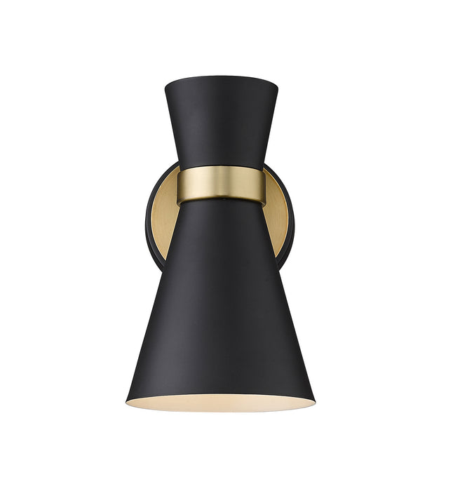 Z-Lite 728-1S-MB-HBR One Light Wall Sconce, Matte Black + Heritage Brass