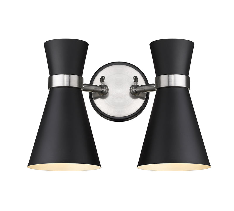 Z-Lite 728-2S-MB-BN Two Light Wall Sconce, Matte Black + Brushed Nickel