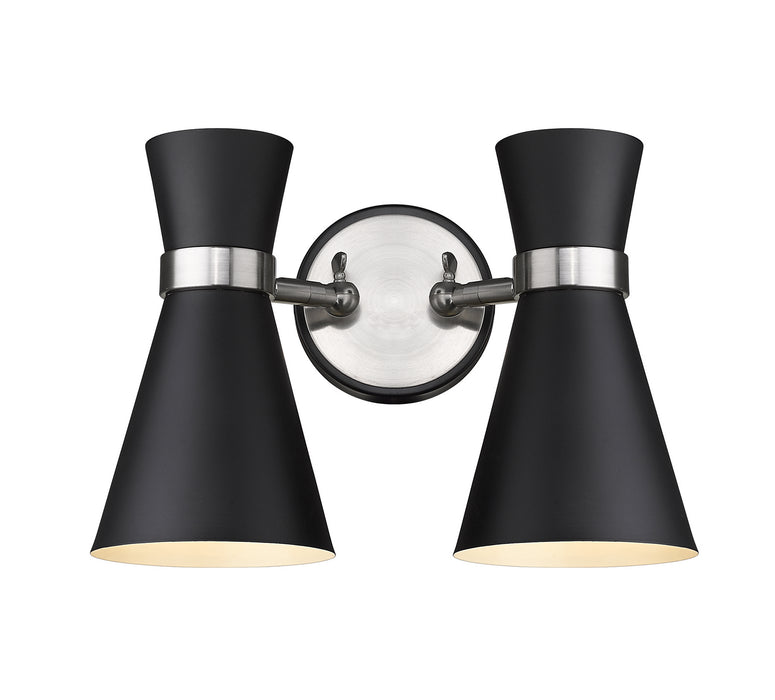 Z-Lite 728-2S-MB-BN Two Light Wall Sconce, Matte Black + Brushed Nickel