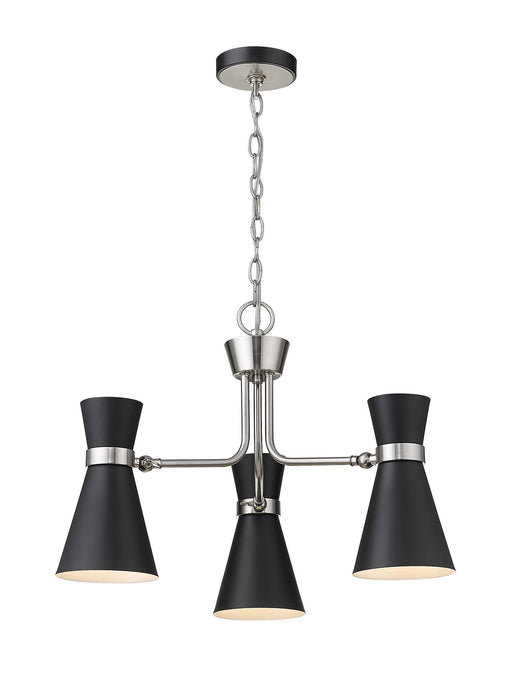 Z-Lite 728-3MB-BN Three Light Chandelier, Matte Black / Brushed Nickel