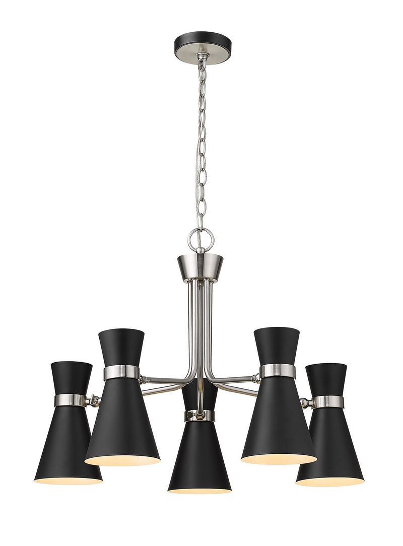 Z-Lite 728-5MB-BN Five Light Chandelier, Matte Black + Brushed Nickel