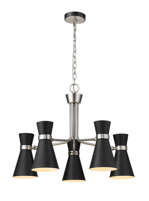 Z-Lite 728-5MB-BN Five Light Chandelier, Matte Black + Brushed Nickel