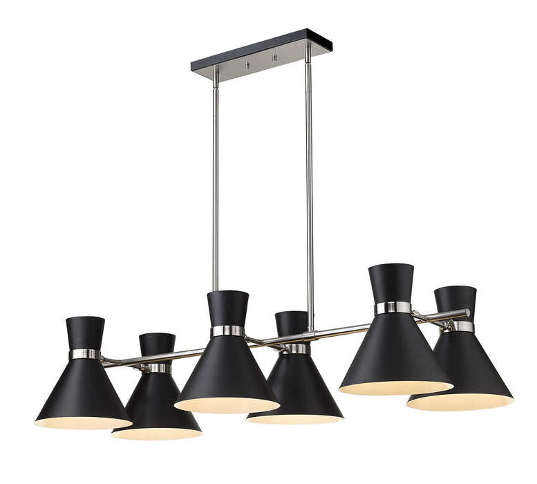 Z-Lite 728-6L-MB-BN Six Light Linear Chandelier, Matte Black + Brushed Nickel