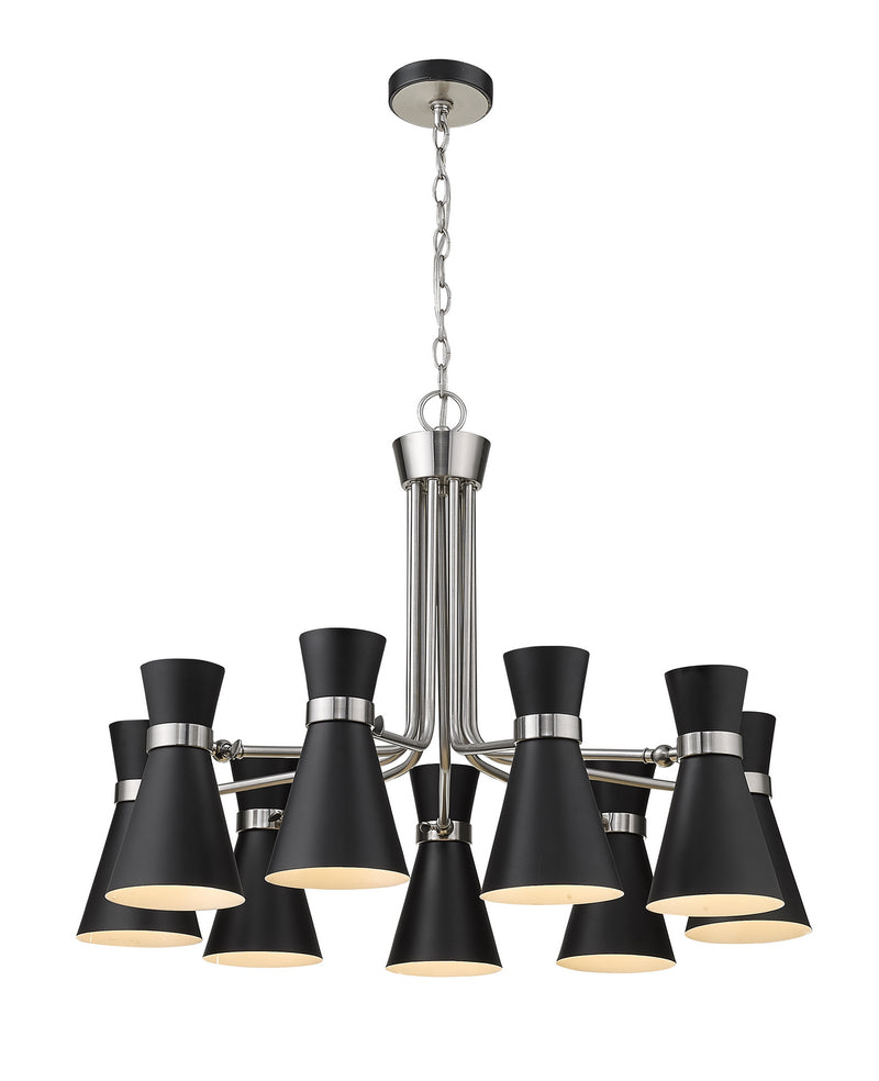 Z-Lite 728-9MB-BN Nine Light Chandelier, Matte Black + Brushed Nickel