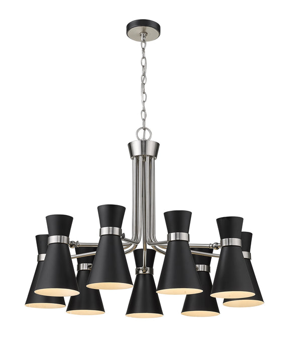 Z-Lite 728-9MB-BN Nine Light Chandelier, Matte Black + Brushed Nickel
