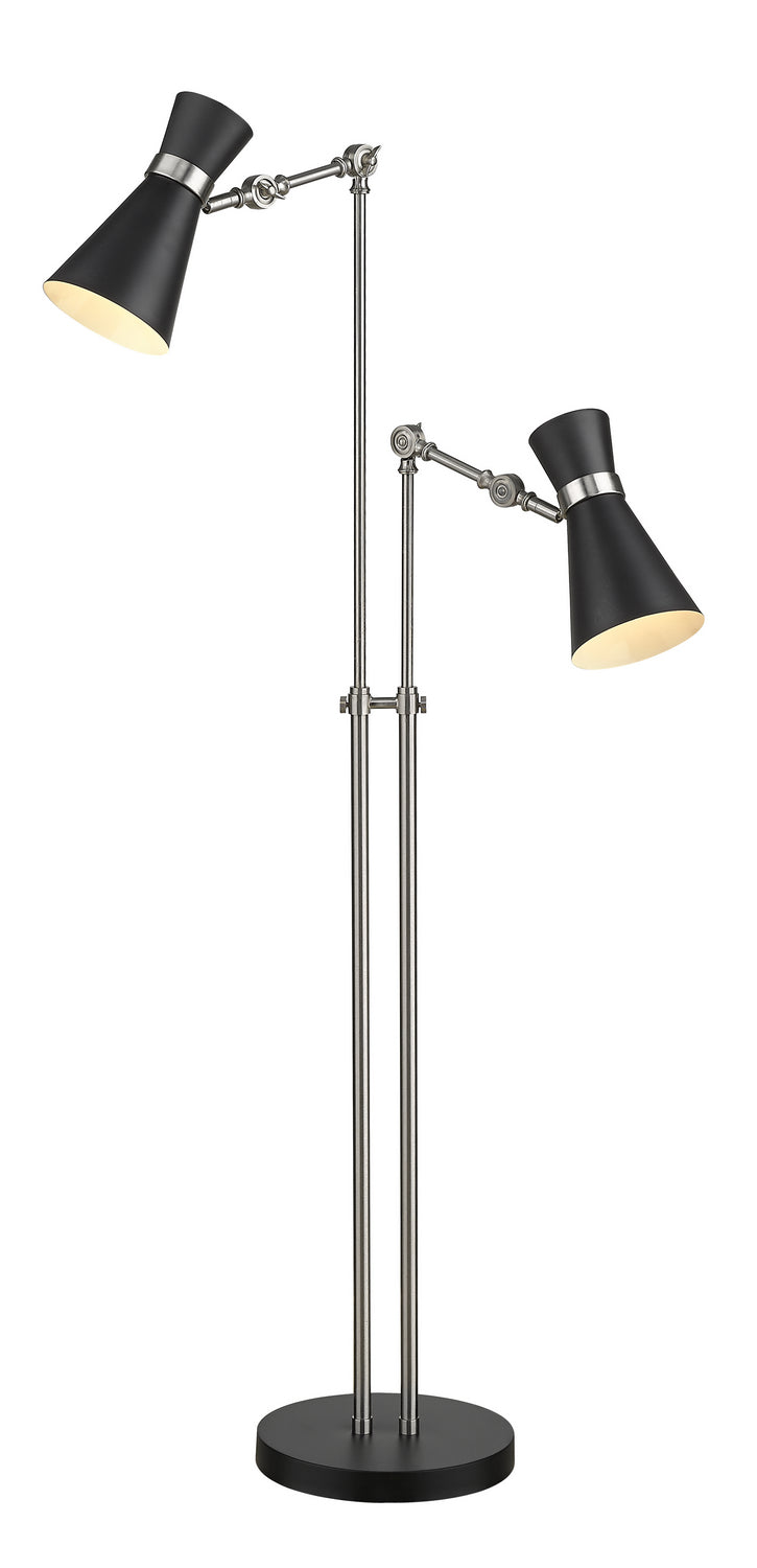 Z-Lite 728FL-MB-BN Two Light Floor Lamp, Matte Black + Brushed Nickel