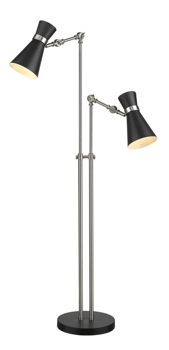 Z-Lite 728FL-MB-BN Two Light Floor Lamp, Matte Black + Brushed Nickel