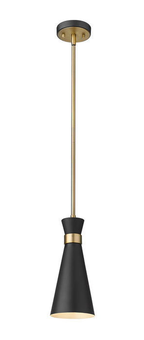 Z-Lite 728MP-MB-HBR One Light Pendant, Matte Black + Heritage Brass