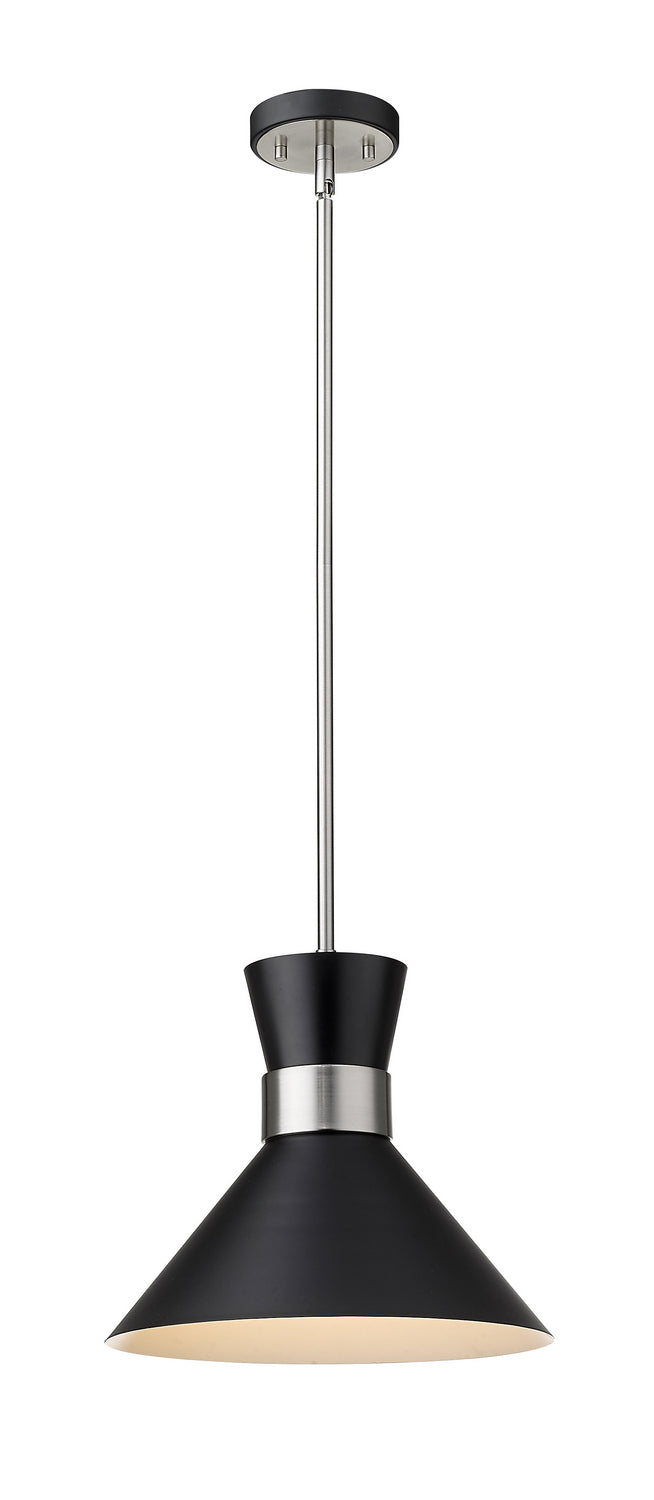 Z-Lite 728P13-MB-BN One Light Pendant, Matte Black + Brushed Nickel