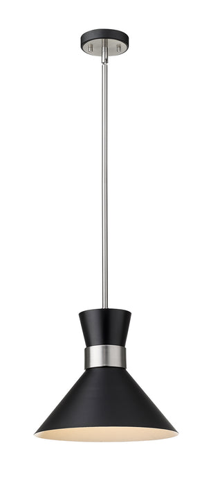 Z-Lite 728P13-MB-BN One Light Pendant, Matte Black + Brushed Nickel