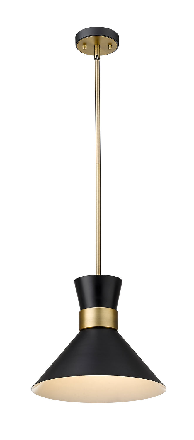 Z-Lite 728P13-MB-HBR One Light Pendant, Matte Black + Heritage Brass