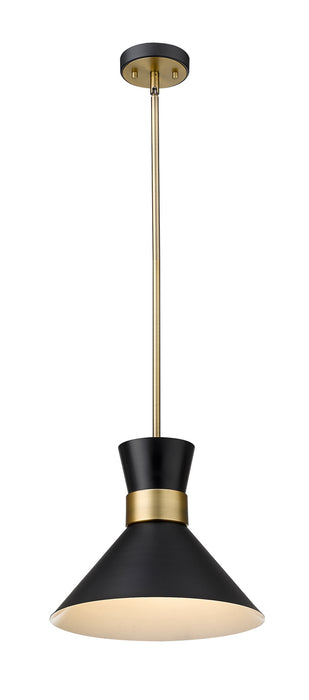 Z-Lite 728P13-MB-HBR One Light Pendant, Matte Black + Heritage Brass