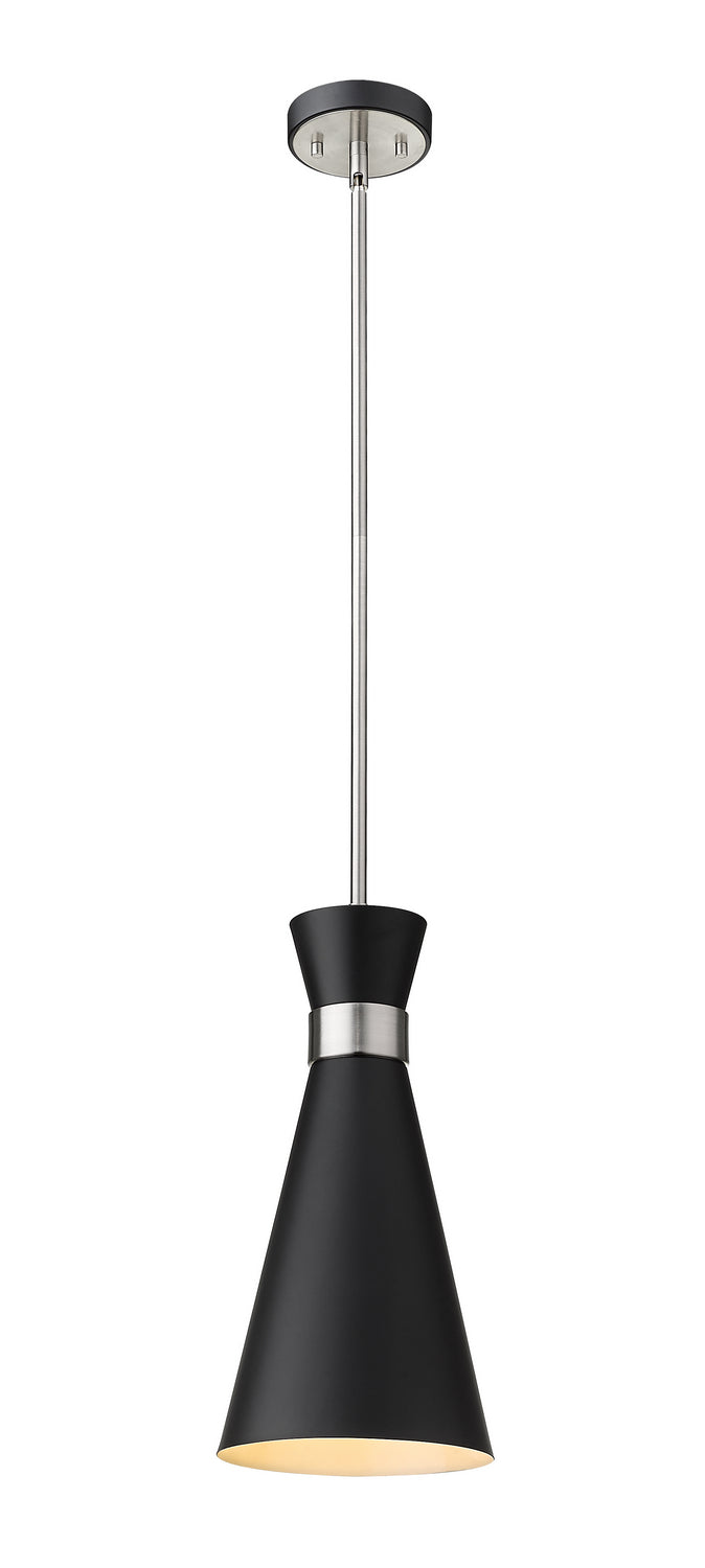 Z-Lite 728P8-MB-BN One Light Pendant, Matte Black + Brushed Nickel