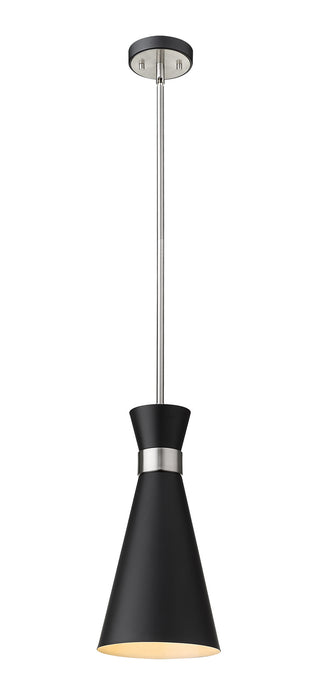 Z-Lite 728P8-MB-BN One Light Pendant, Matte Black + Brushed Nickel