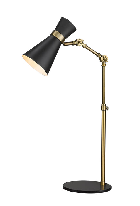 Z-Lite 728TL-MB-HBR One Light Table Lamp, Matte Black + Heritage Brass