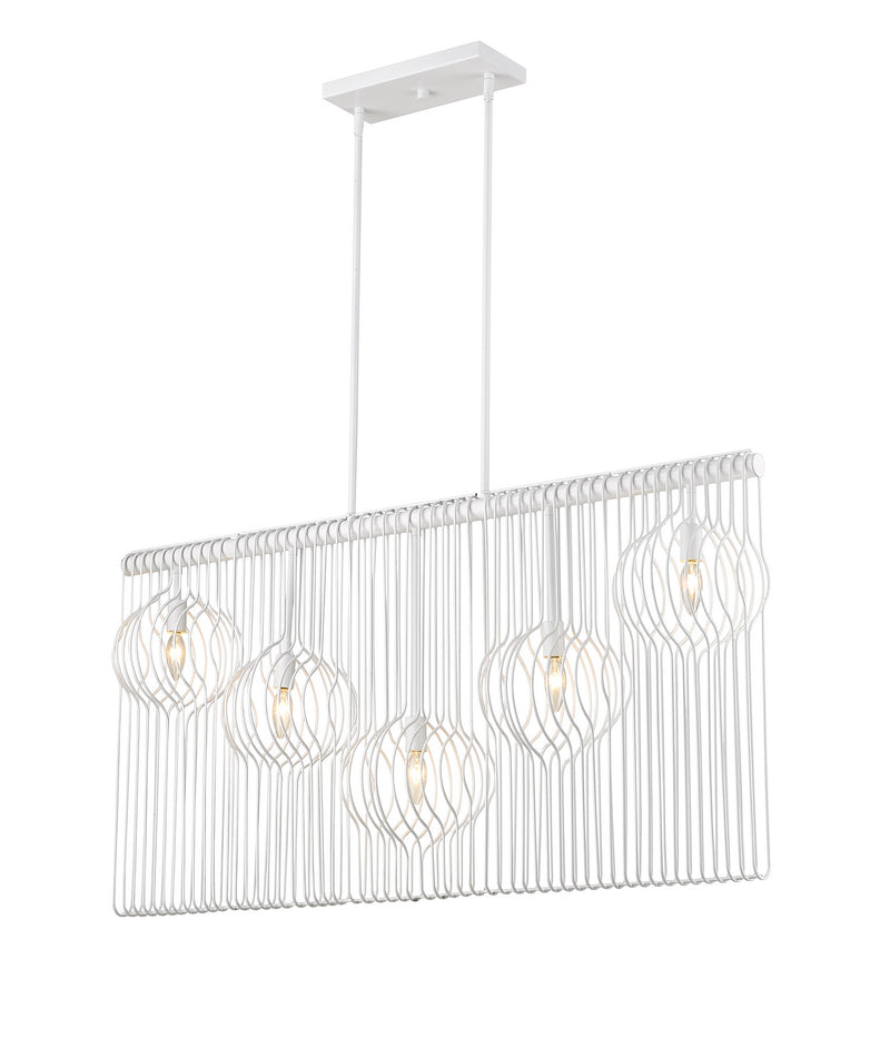 Z-Lite 801-5L-WH Five Light Linear Chandelier, White