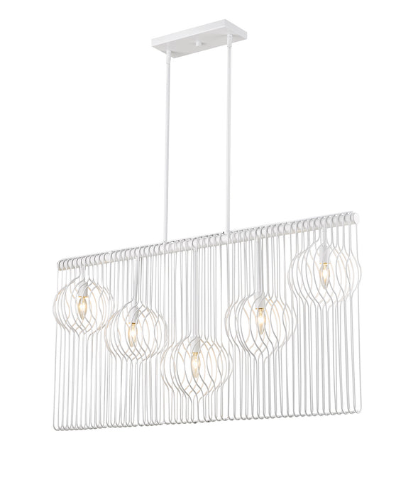 Z-Lite 801-5L-WH Five Light Linear Chandelier, White