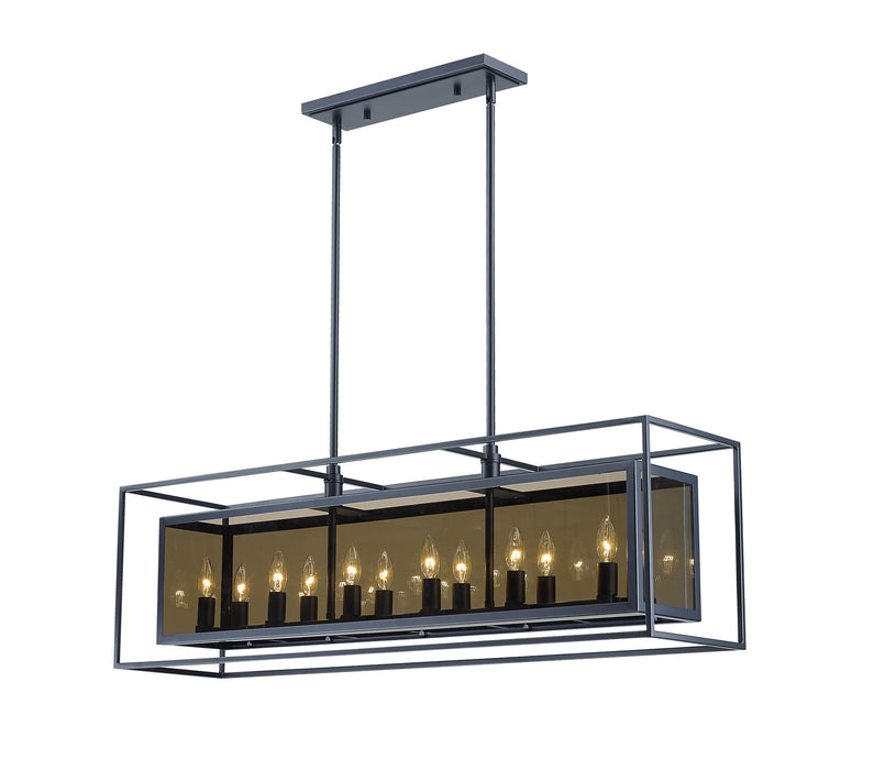 Z-Lite 802-44L-MC 12 Light Linear Chandelier, Misty Charcoal