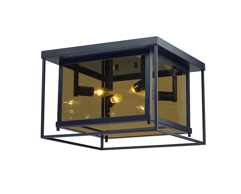 Z-Lite 802F16-MC Four Light Flush Mount, Misty Charcoal