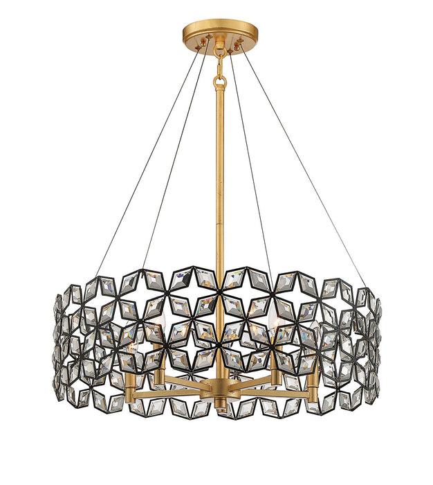 Metropolitan N7845-711 Five Light Pendant, Sand Coal W/ Gold Leaf