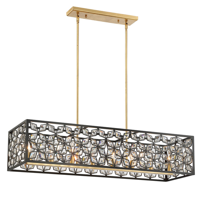 Metropolitan N7848-711 Eight Light Island Pendant, Sand Coal W/ Gold Leaf