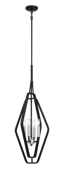George Kovacs P1494-712 Four Light Fover Pendant, Sand Coal & Brushed Nickel