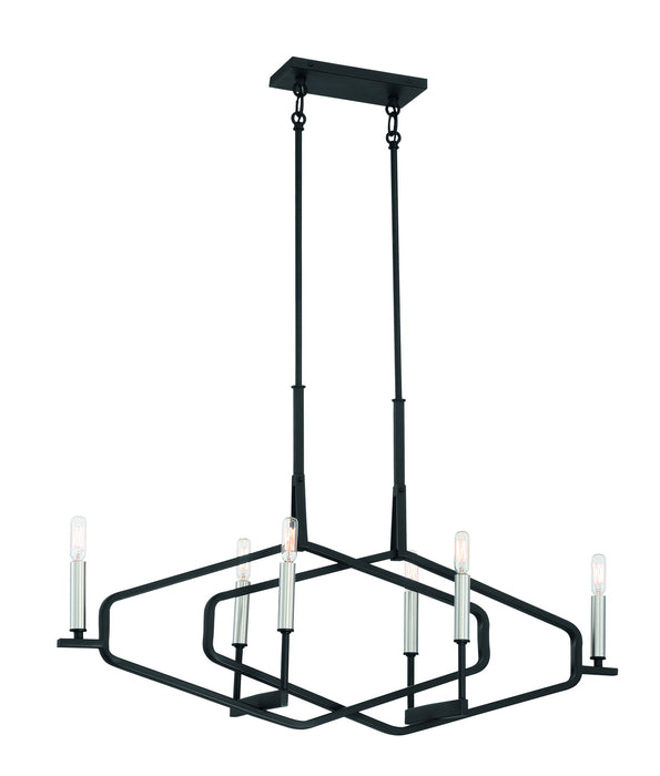 George Kovacs P1496-712 Six Light Island Pendant, Sand Coal & Brushed Nickel