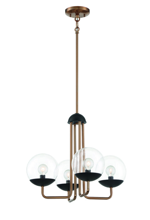 George Kovacs P1504-416 Four Light Chandelier, Painted Bronze W/Natural Brush