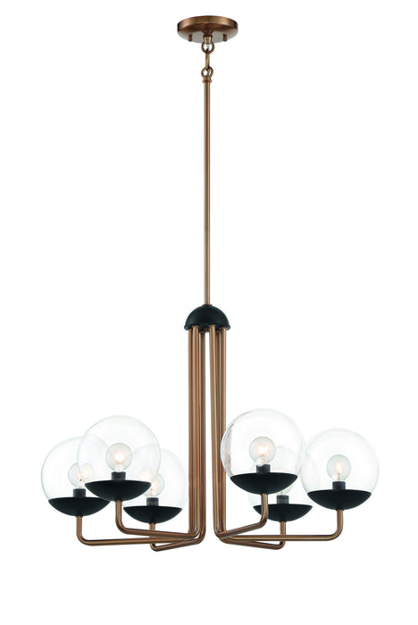 George Kovacs P1505-416 Six Light Chandelier, Painted Bronze W/Natural Brush