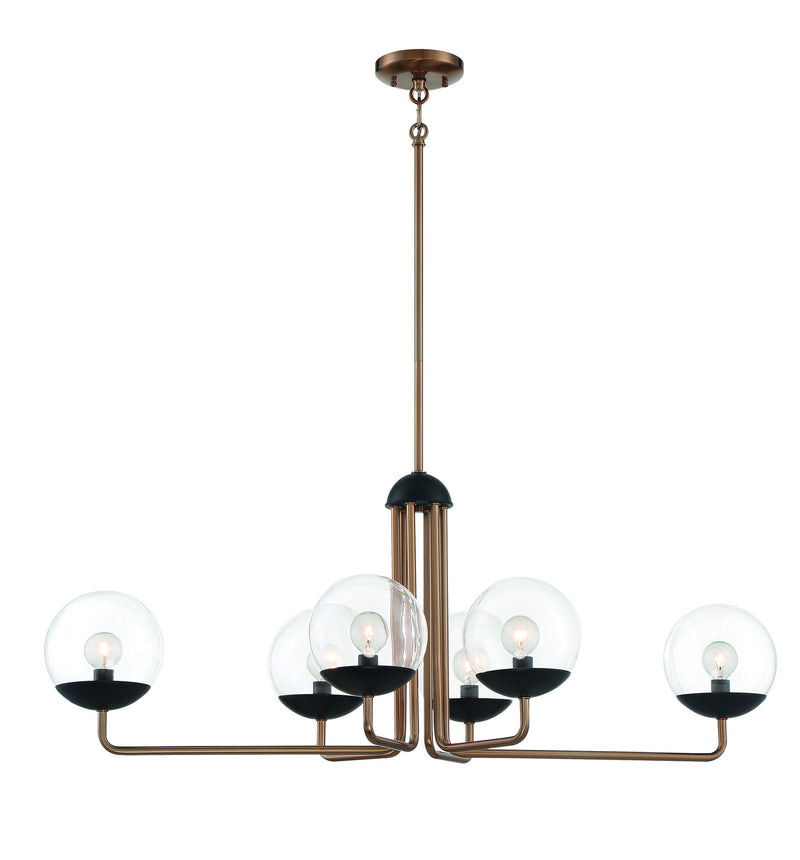 George Kovacs P1506-416 Six Light Island Pendant, Painted Bronze W/Natural Brush