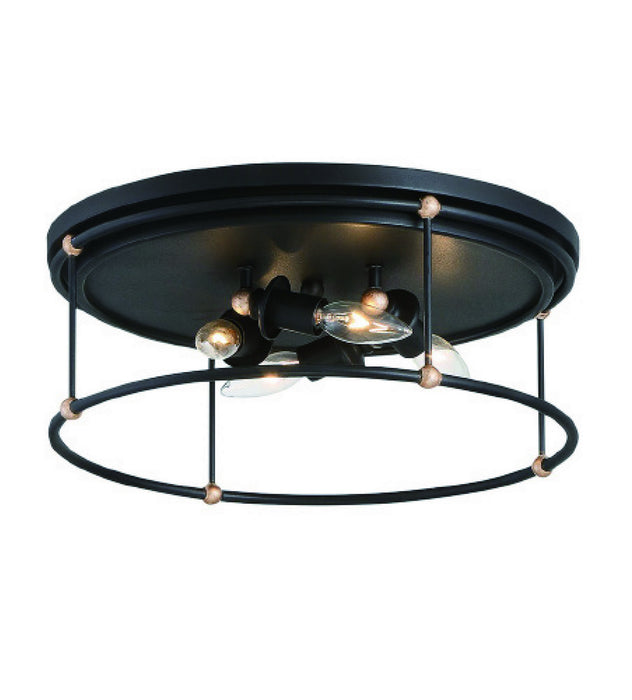 Minka-Lavery 1040-677 Four Light Flush Mount, Sand Coal With Skyline Gold Le