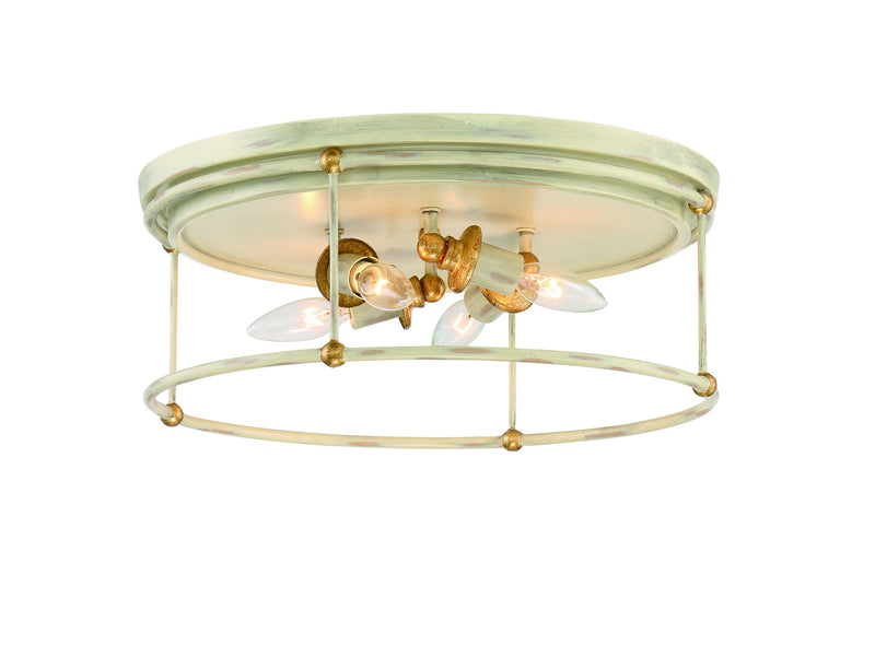 Minka-Lavery 1040-701 Four Light Flush Mount, Farm House White With Gilded G