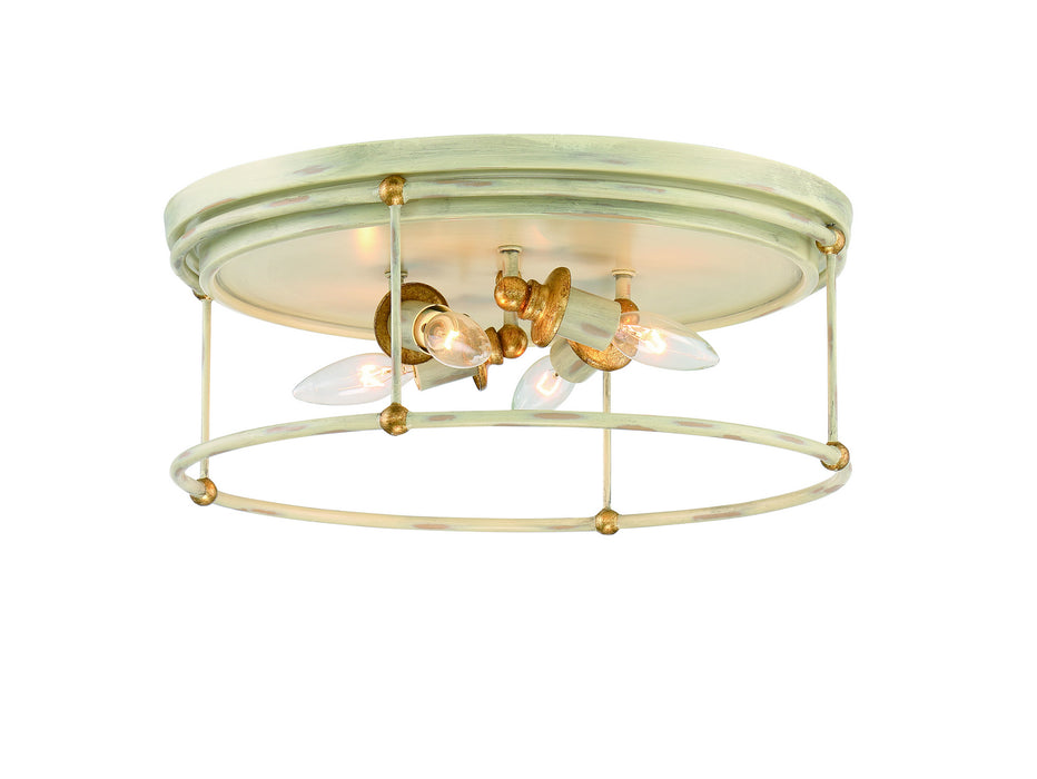 Minka-Lavery 1040-701 Four Light Flush Mount, Farm House White With Gilded G