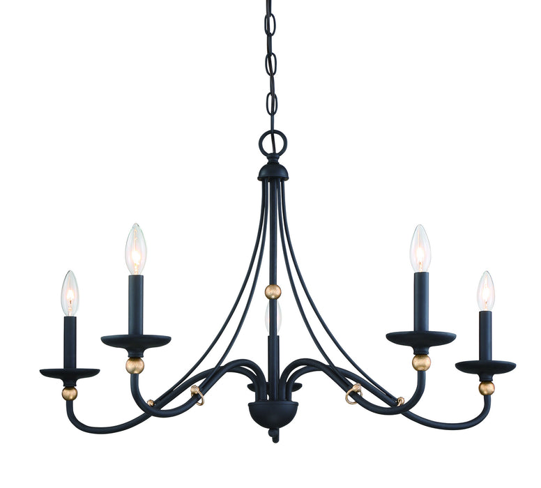 Minka-Lavery 1044-677 Five Light Chandelier, Sand Coal With Skyline Gold Le