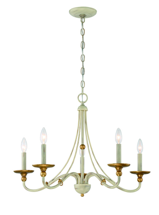Minka-Lavery 1044-701 Five Light Chandelier, Farm House White With Gilded G