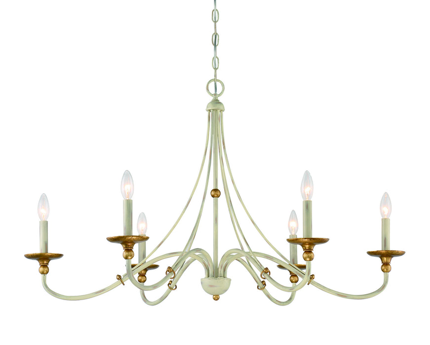 Minka-Lavery 1046-701 Six Light Chandelier, Farm House White With Gilded G